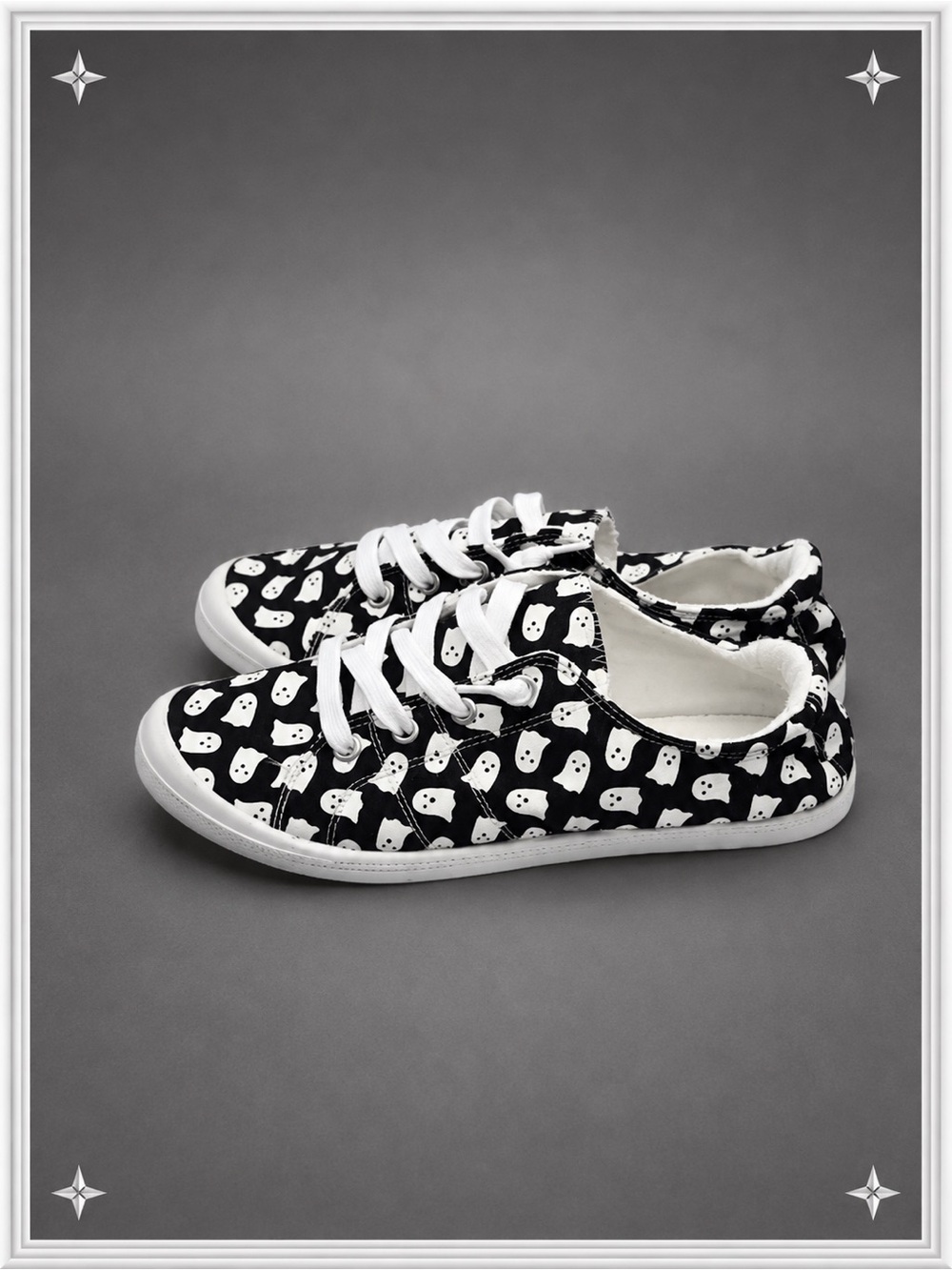 White/Black "Reesa" Ghost Sneakers | Women's 9